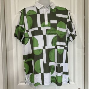 Rhone Polo Green Abstract Print Golf Sport Performance Stretch Flex Men's L